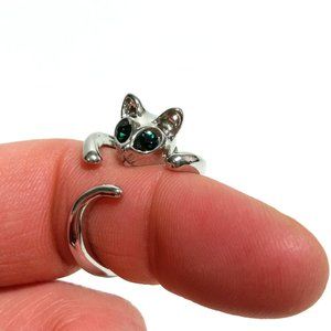 Adjustable Silver Cat Ring